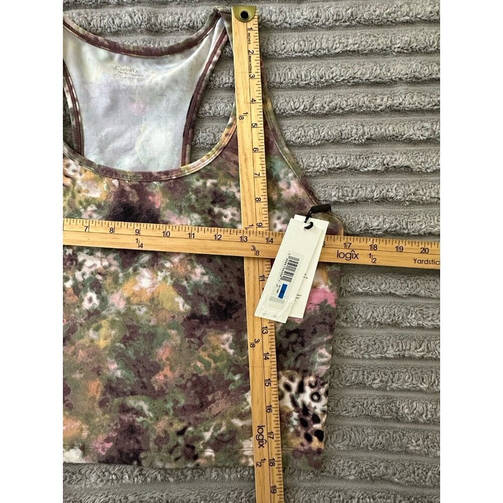 Calvin Klein Performance Printed Racerback Women's Crop Tank Top NWT Java - Picture 14 of 15